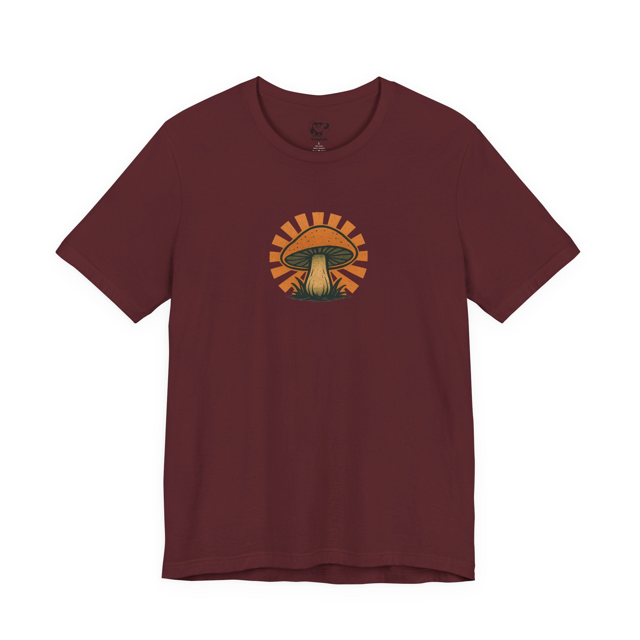 Mushroom Sunrise Tee — Retro Psychedelic Mushroom Graphic T-Shirt