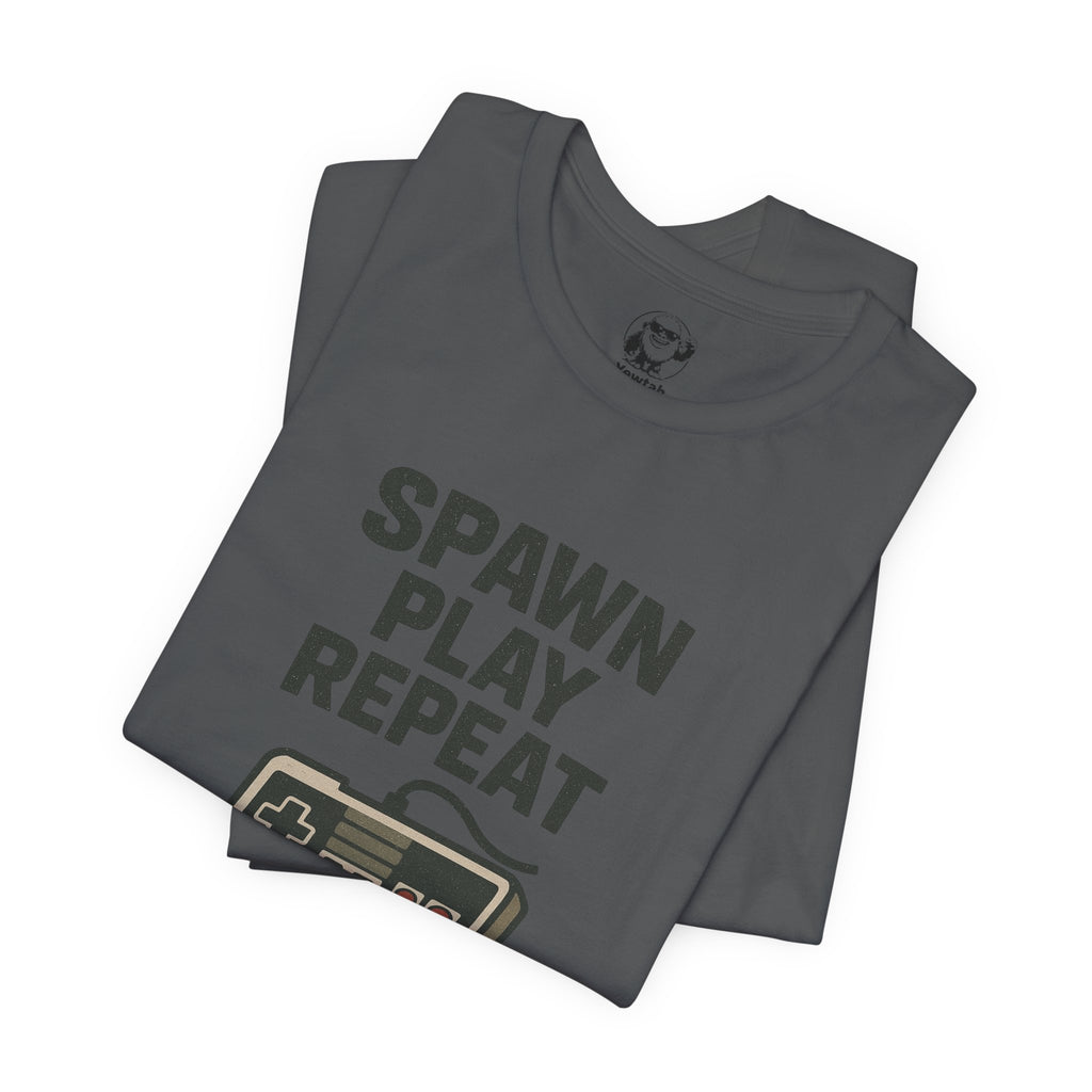 Spawn Play Repeat Retro Gaming T-Shirt — NES Controller Gamer Tee