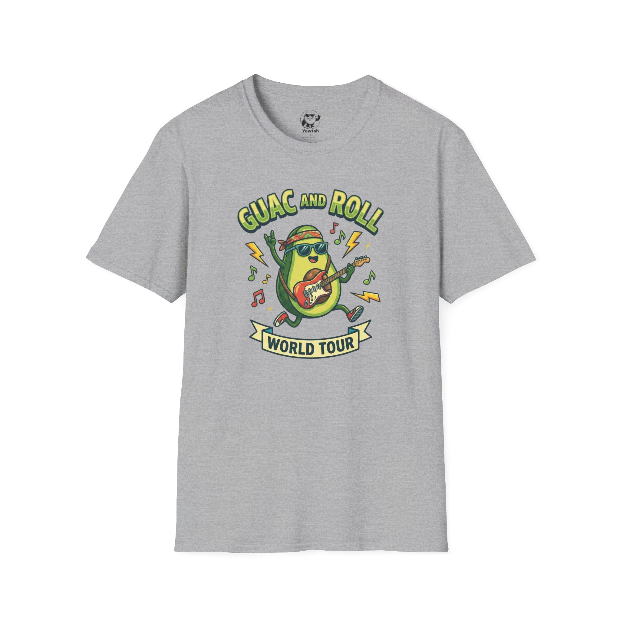 Guac and Roll T-Shirt – Avocado Guitar World Tour Graphic Tee