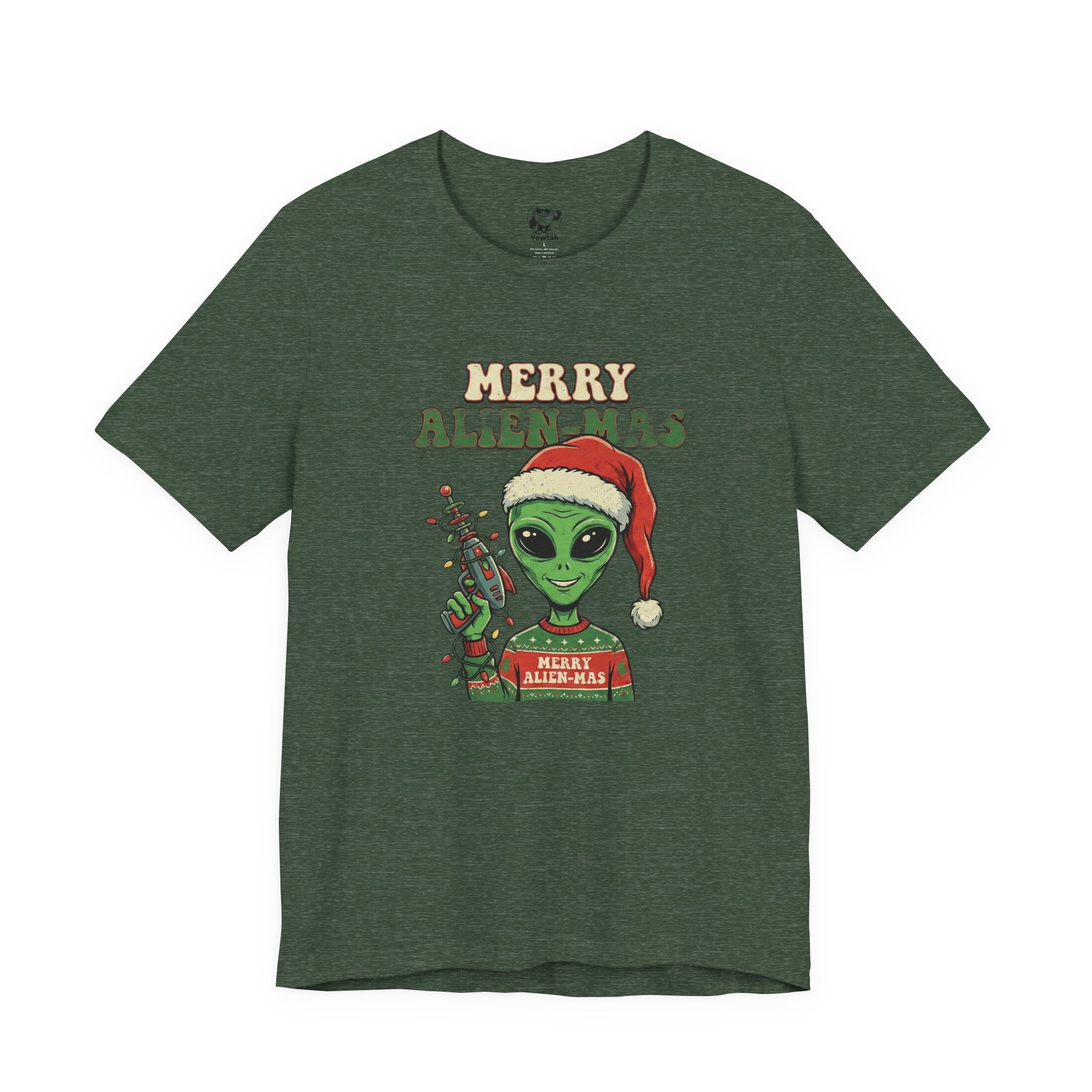 Merry Alienmas Christmas Tee — Alien in Santa Hat Holiday T-Shirt