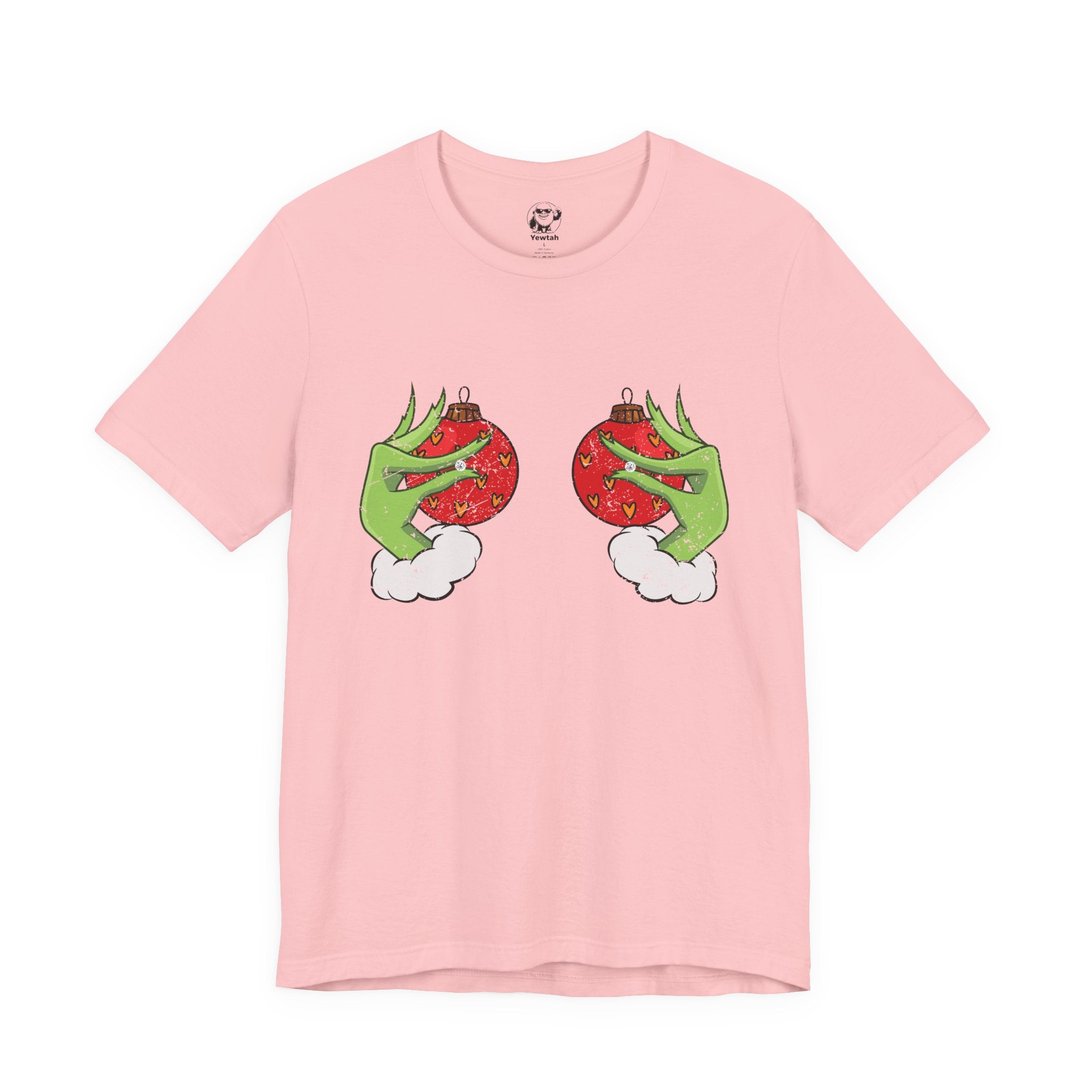 Grinch Hands Holding Perfectly Placed Christmas Ornaments Tee
