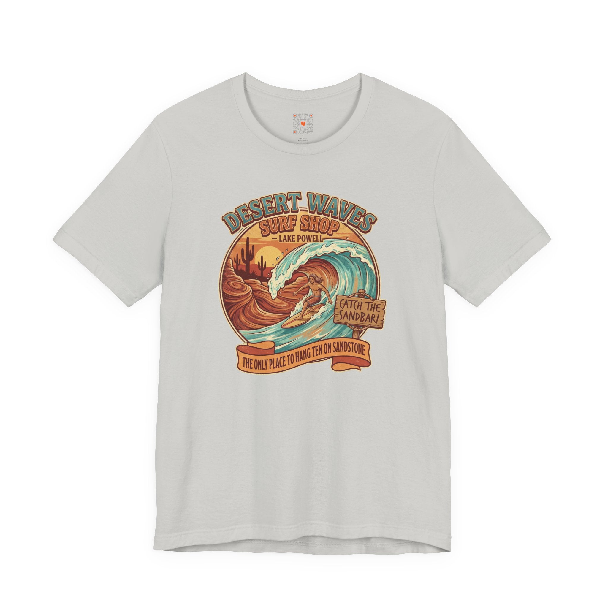 Desert Waves Surf Shop Tee — Lake Powell "Catch the Sandbar" Retro Graphic T-Shirt