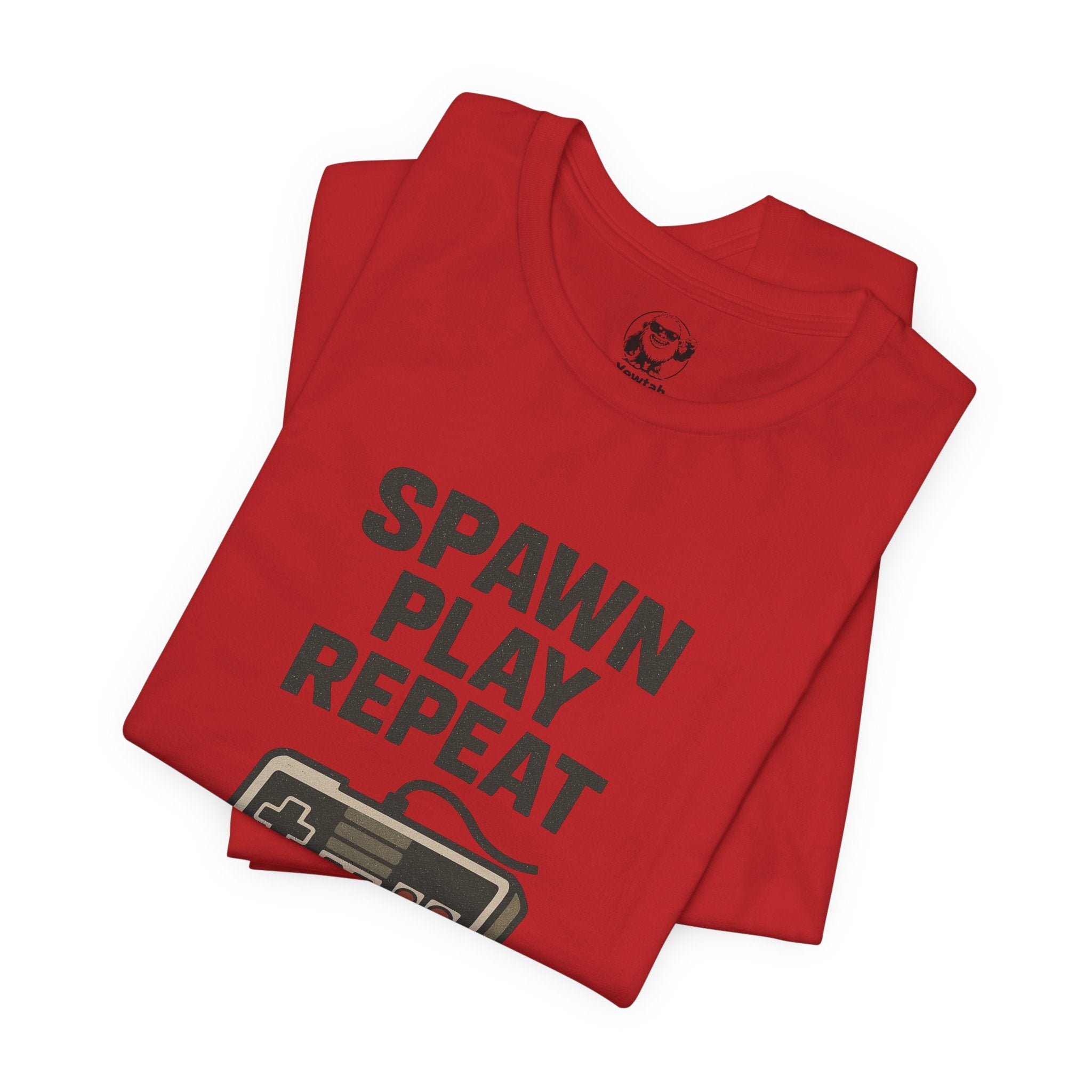 Spawn Play Repeat Retro Gaming T-Shirt — NES Controller Gamer Tee