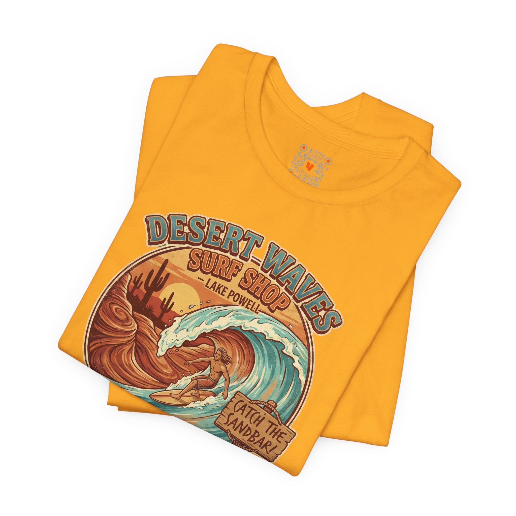 Desert Waves Surf Shop Tee — Lake Powell "Catch the Sandbar" Retro Graphic T-Shirt